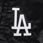 MLB LOS ANGELES DODGERS PEARLS BLOUSON EN SATIN À BORDS CÔTELÉS POUR FEMME (NOIR)