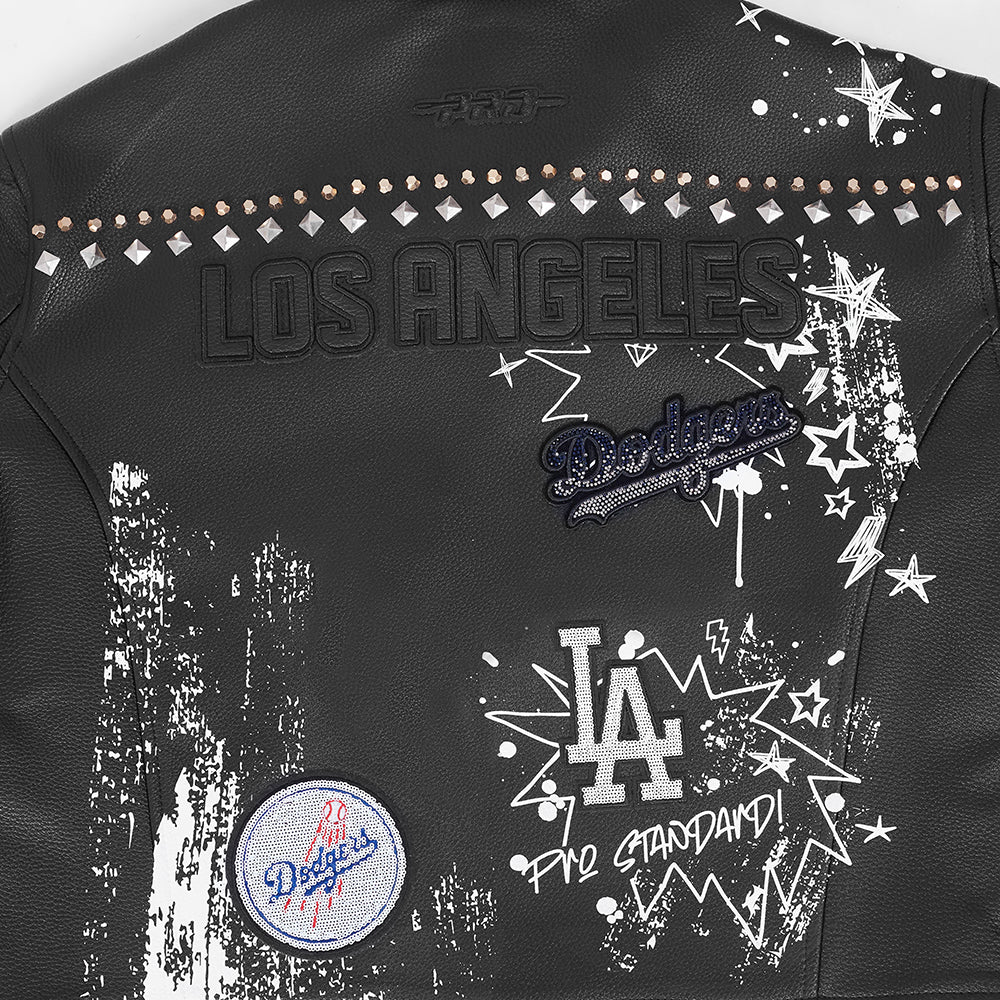 MLB LOS ANGELES DODGERS SKETCHBOOK BLOUSON DE CUIR POUR FEMME (NOIR)