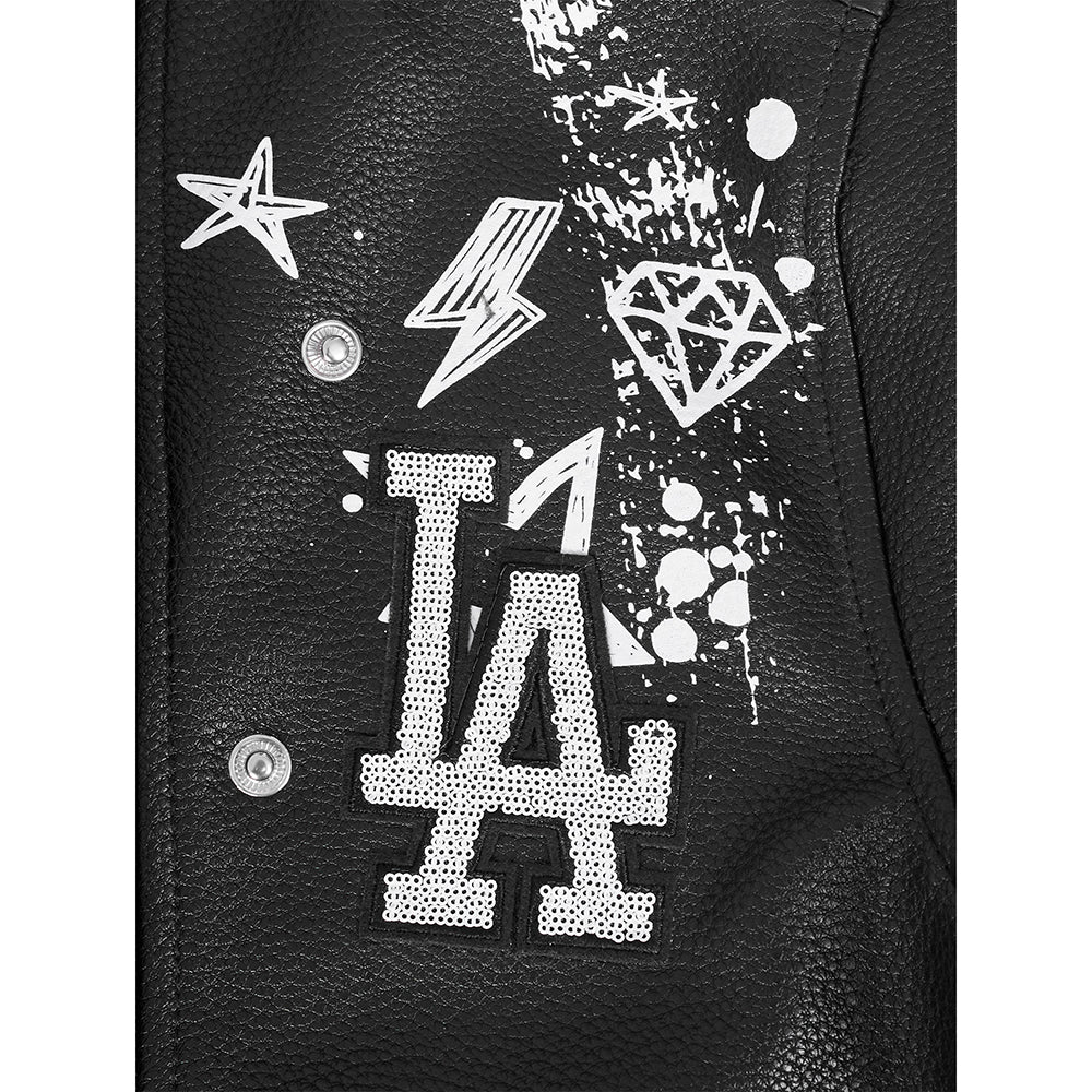 MLB LOS ANGELES DODGERS SKETCHBOOK BLOUSON DE CUIR POUR FEMME (NOIR)