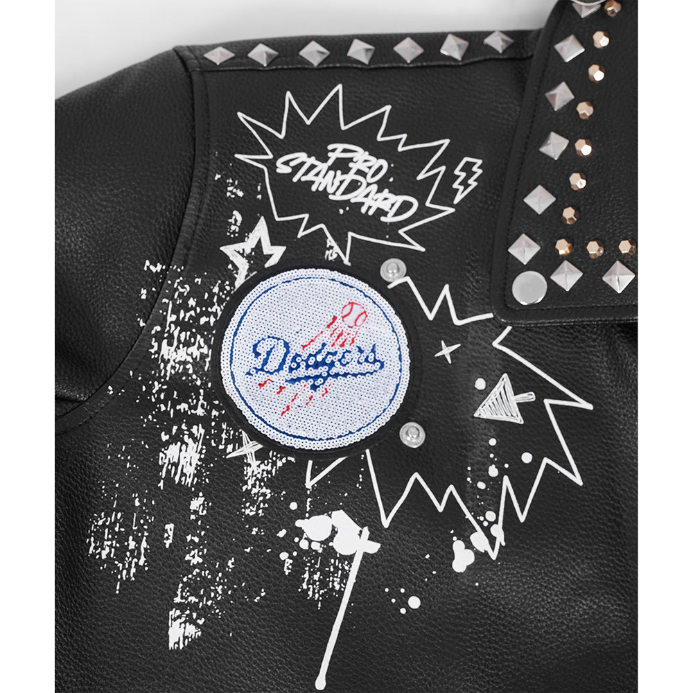 MLB LOS ANGELES DODGERS SKETCHBOOK BLOUSON DE CUIR POUR FEMME (NOIR)