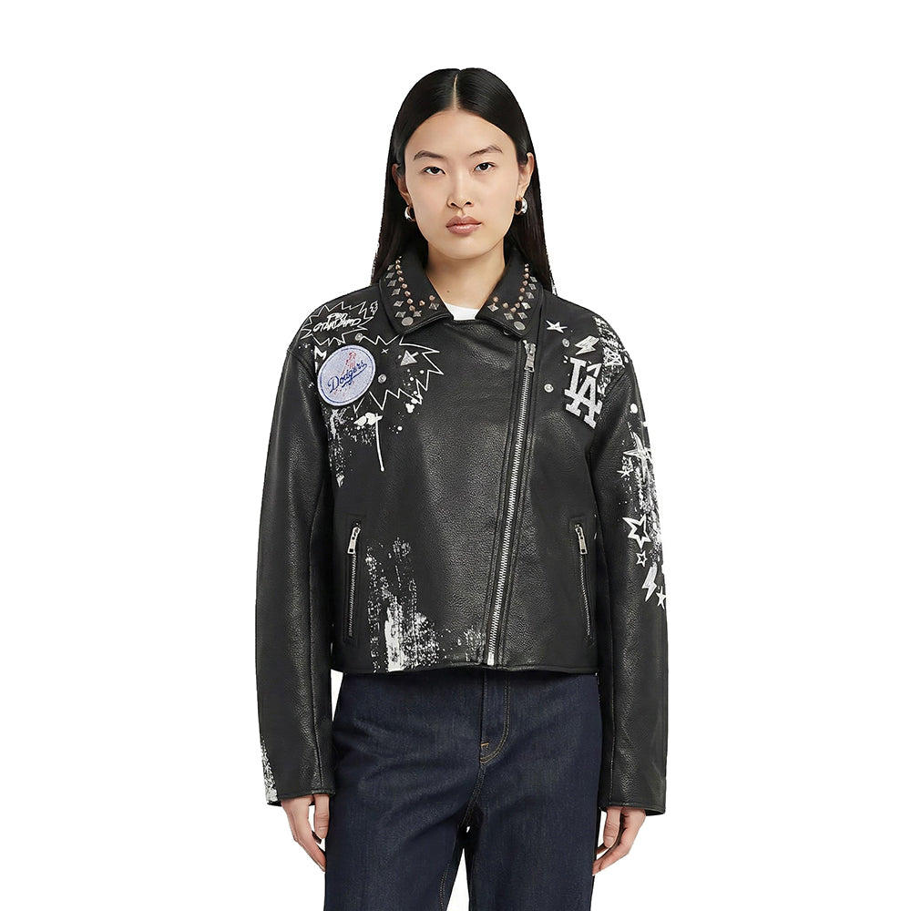 MLB LOS ANGELES DODGERS SKETCHBOOK BLOUSON DE CUIR POUR FEMME (NOIR)