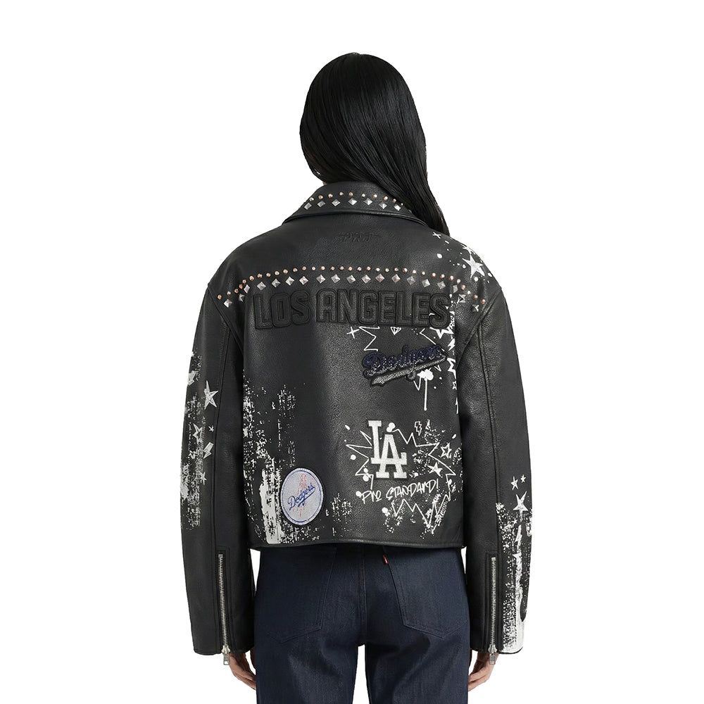 MLB LOS ANGELES DODGERS SKETCHBOOK BLOUSON DE CUIR POUR FEMME (NOIR)