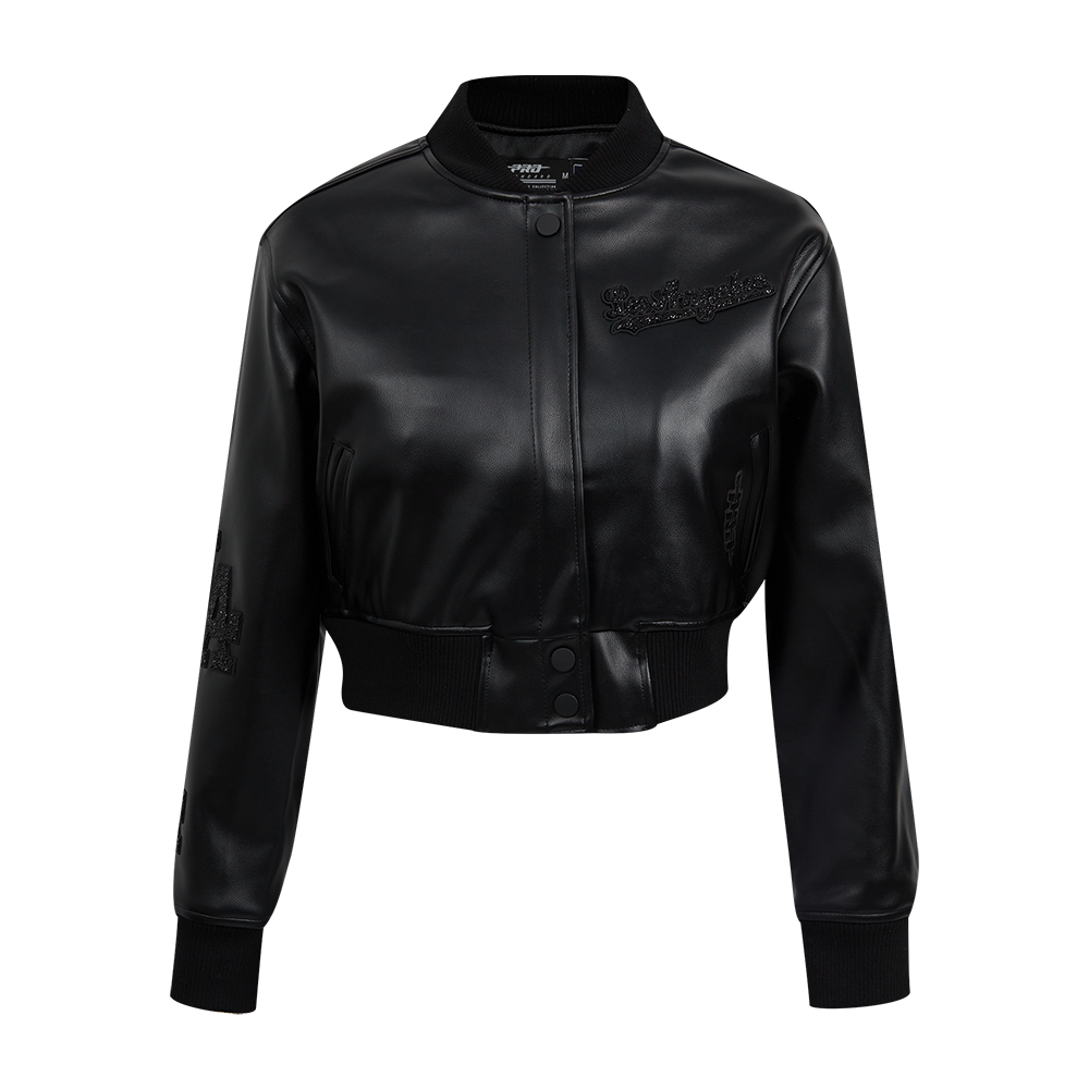MLB LOS ANGELES DODGERS WASHED CRYSTALLINE BLOUSON DE CUIR POUR FEMME (NOIR DE JAIS)