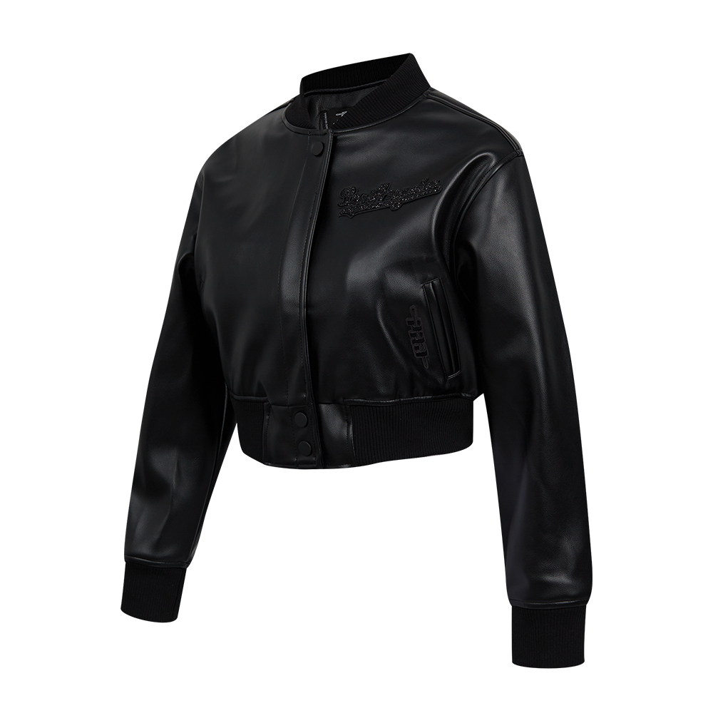 MLB LOS ANGELES DODGERS WASHED CRYSTALLINE BLOUSON DE CUIR POUR FEMME (NOIR DE JAIS)