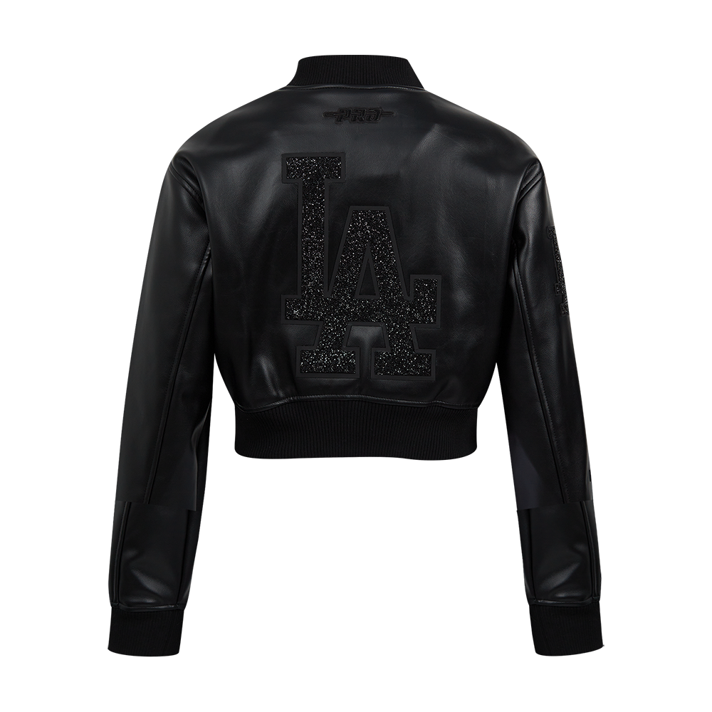 MLB LOS ANGELES DODGERS WASHED CRYSTALLINE BLOUSON DE CUIR POUR FEMME (NOIR DE JAIS)