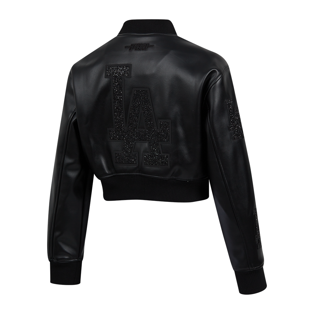 MLB LOS ANGELES DODGERS WASHED CRYSTALLINE BLOUSON DE CUIR POUR FEMME (NOIR DE JAIS)