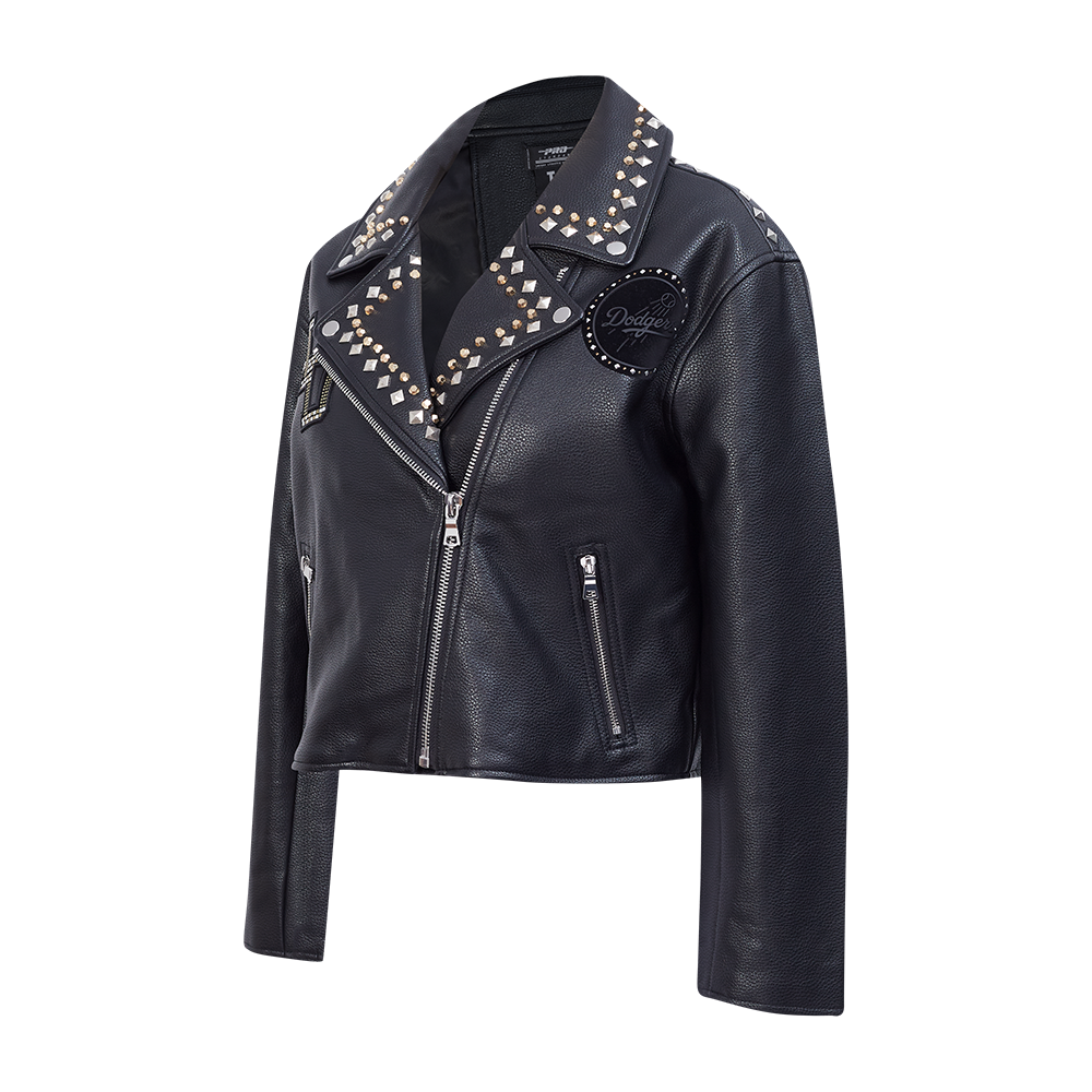 MLB LOS ANGELES DODGERS RENEGADE WOMEN'S LEATHER JACKET (BLACK)