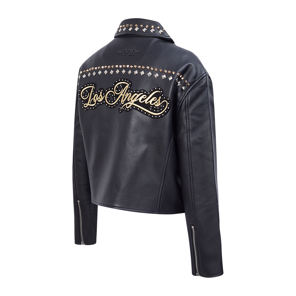MLB LOS ANGELES DODGERS RENEGADE WOMEN'S LEATHER JACKET (BLACK)