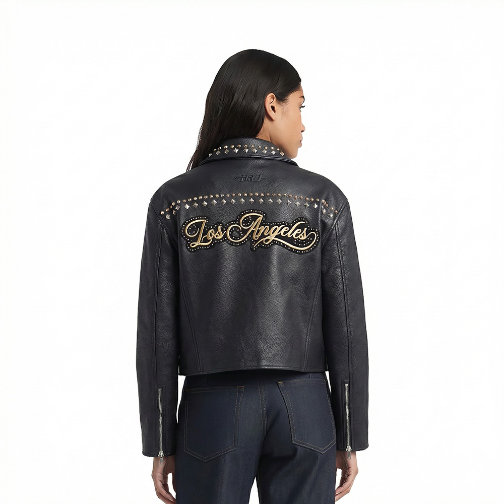MLB LOS ANGELES DODGERS RENEGADE WOMEN'S LEATHER JACKET (BLACK)