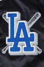 MLB LOS ANGELES DODGERS MASH UP BLOUSON EN SATIN À BORDS CÔTELÉS POUR FEMME (NOIR/BLEU DODGER)