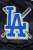 MLB LOS ANGELES DODGERS MASH UP BLOUSON EN SATIN À BORDS CÔTELÉS POUR FEMME (NOIR/BLEU DODGER)