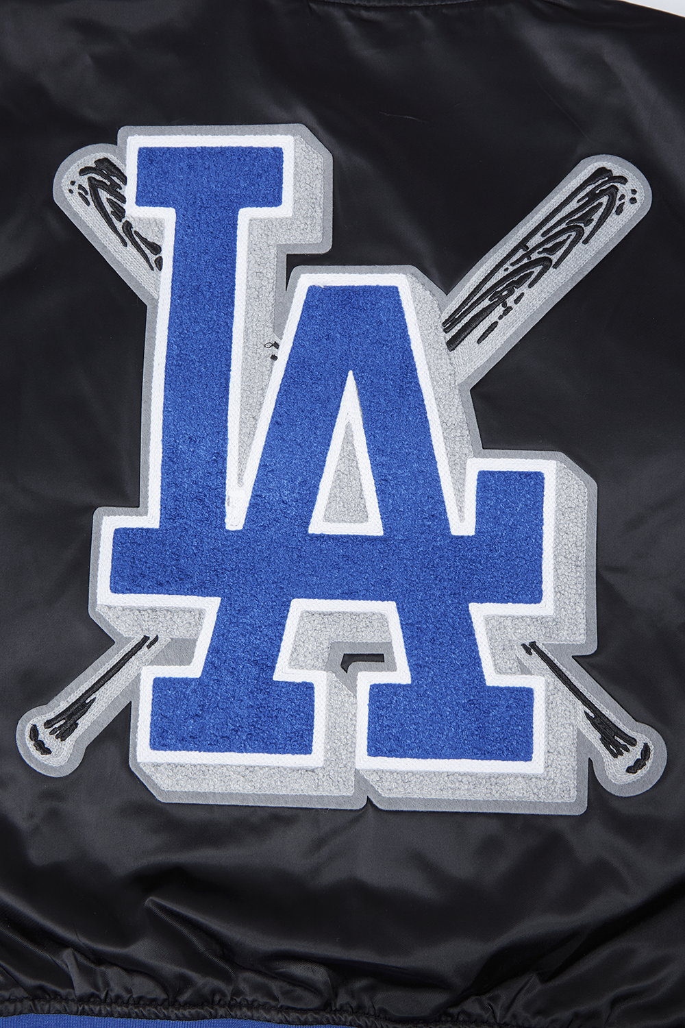 MLB LOS ANGELES DODGERS MASH UP BLOUSON EN SATIN À BORDS CÔTELÉS POUR FEMME (NOIR/BLEU DODGER)