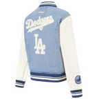 MLB LOS ANGELES DODGERS VARSITY BLUES WOMEN'S DENIM VARSITY JACKET (DENIM/LINEN)