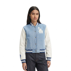 MLB LOS ANGELES DODGERS VARSITY BLUES WOMEN'S DENIM VARSITY JACKET (DENIM/LINEN)