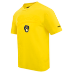 MLB MILWAUKEE BREWERS LIVING LARGE HAUT EN JERSEY DE COTON À ÉPAULES TOMBANTES POUR HOMME (JAUNE)