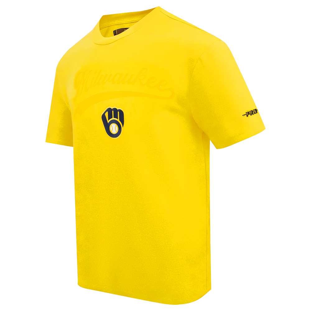 MLB MILWAUKEE BREWERS LIVING LARGE HAUT EN JERSEY DE COTON À ÉPAULES TOMBANTES POUR HOMME (JAUNE)