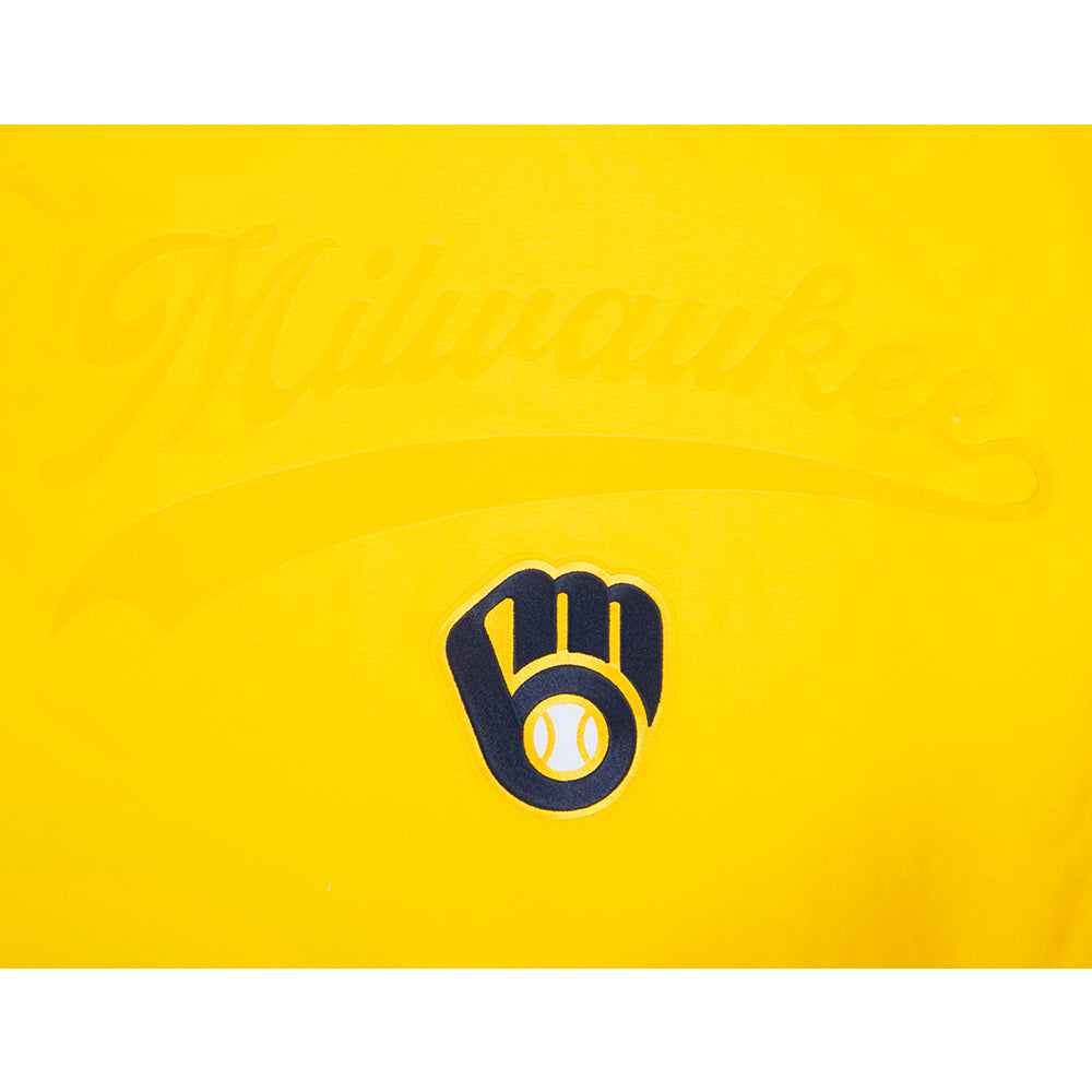 MLB MILWAUKEE BREWERS LIVING LARGE HAUT EN JERSEY DE COTON À ÉPAULES TOMBANTES POUR HOMME (JAUNE)