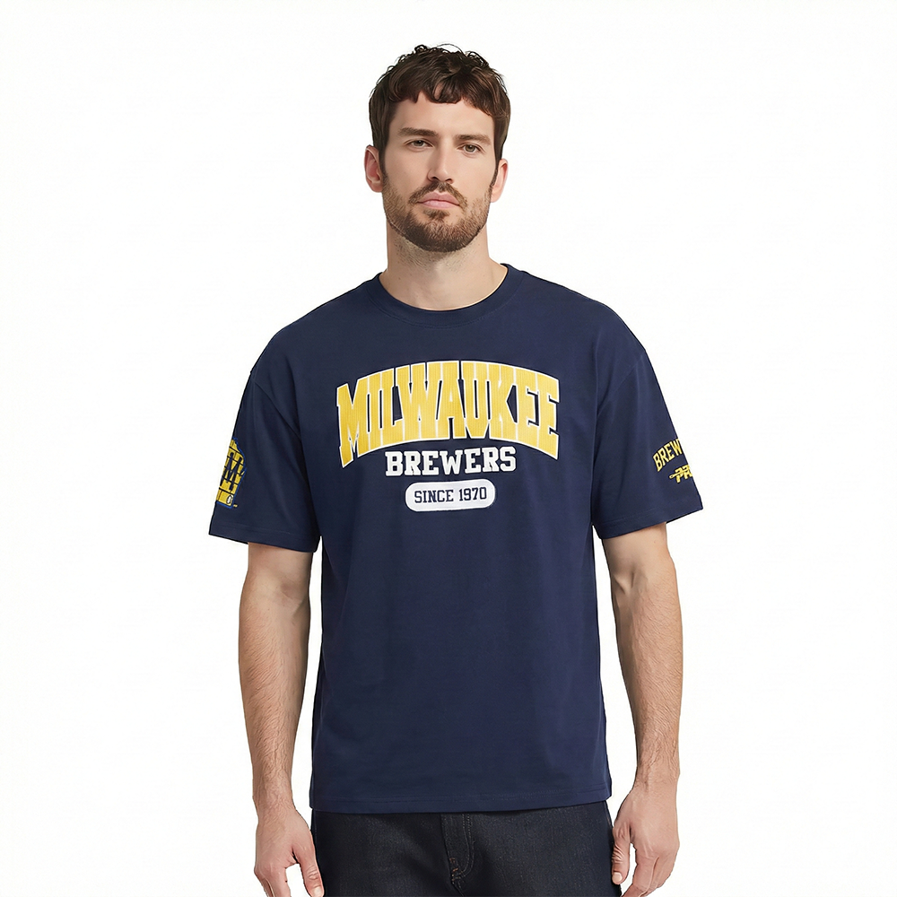 MLB MILWAUKEE BREWERS CITY ARCH HAUT EN JERSEY SIMPLE POUR HOMME (MARINE MINUIT)