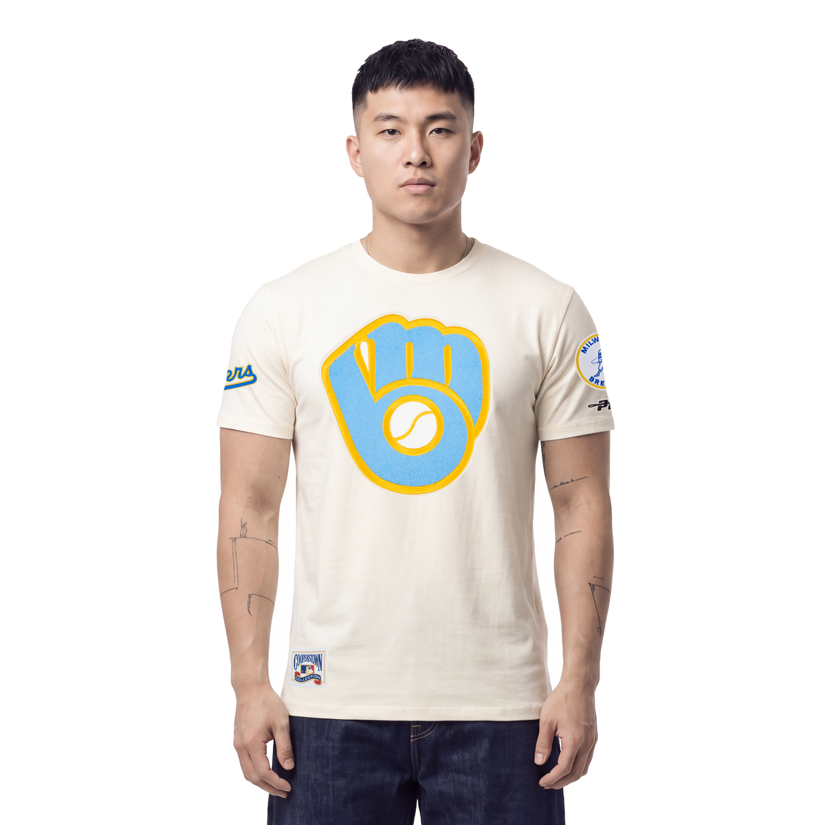 MLB MILWAUKEE BREWERS RETRO CLASSICS MEN'S SHIRT (EGGSHELL)