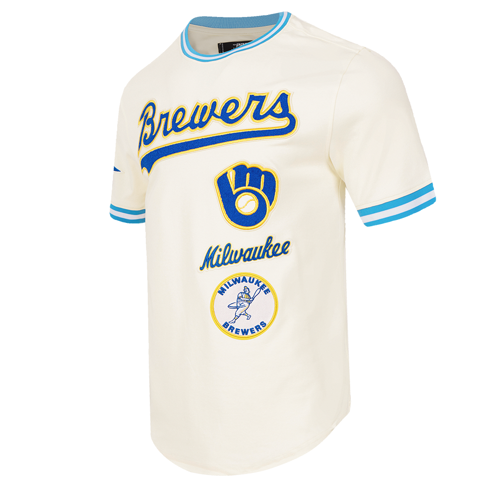 MLB MILWAUKEE BREWERS RETRO CLASSIC MEN'S TOP (EGGSHELL/ UNIVERSITY BLUE)