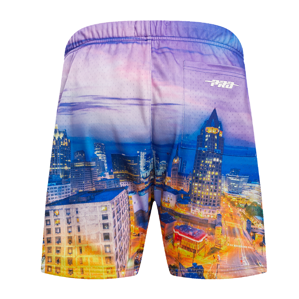 MLB MILWAUKEE BREWERS CITY SCAPE AOP MEN'S MESH SHORT (MI1)
