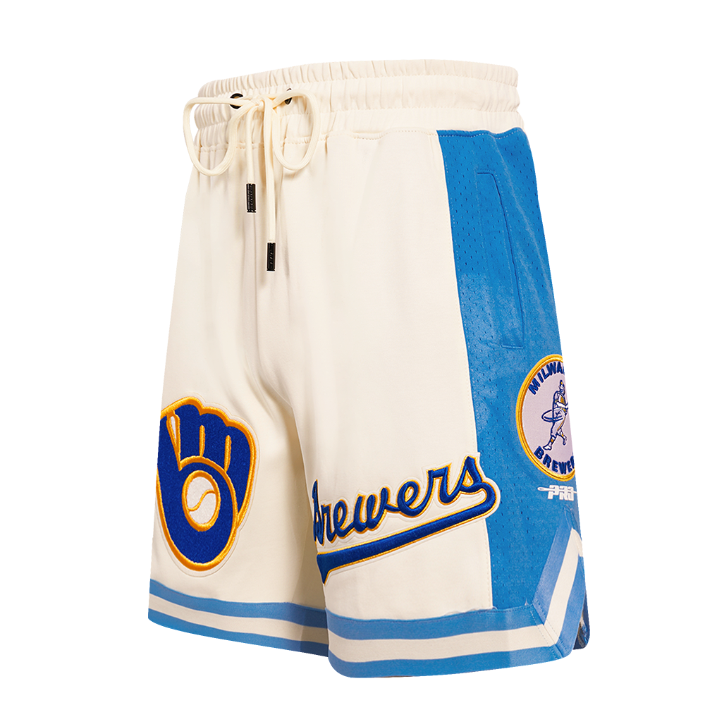 MLB MILWAUKEE BREWERS RETRO CLASSIC SHORT 2.0 POUR HOMME (COQUILLE D'ŒUF/BLEU UNIVERSITÉ)