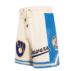 MLB MILWAUKEE BREWERS RETRO CLASSIC SHORT 2.0 POUR HOMME (COQUILLE D'ŒUF/BLEU UNIVERSITÉ)