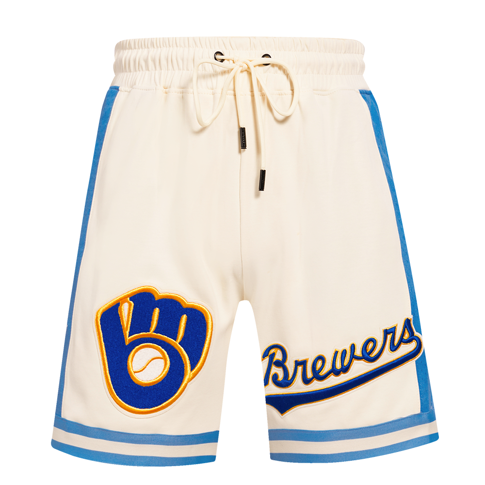 MLB MILWAUKEE BREWERS RETRO CLASSIC SHORT 2.0 POUR HOMME (COQUILLE D'ŒUF/BLEU UNIVERSITÉ)