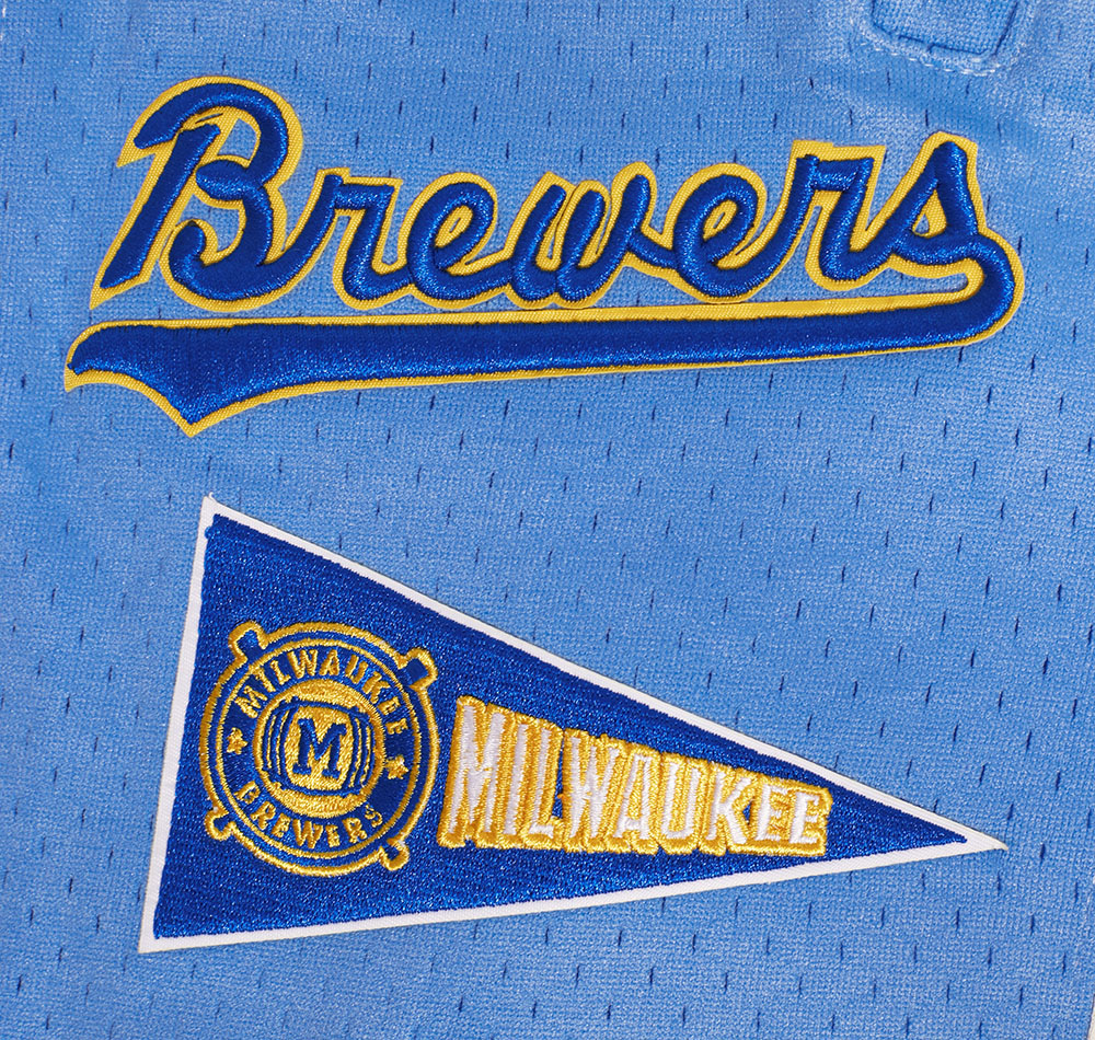 MLB MILWAUKEE BREWERS RETRO CLASSIC SHORT 2.0 POUR HOMME (COQUILLE D'ŒUF/BLEU UNIVERSITÉ)