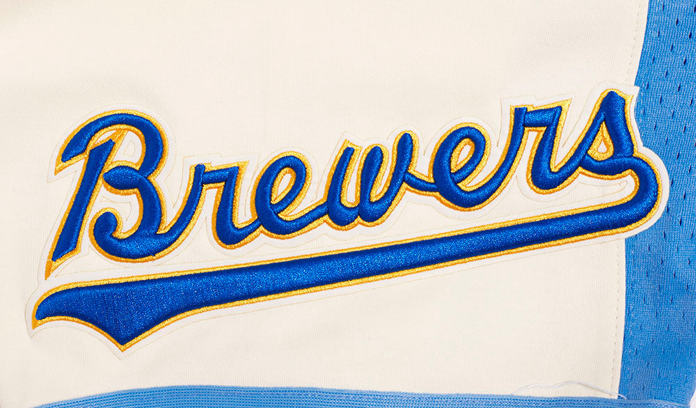 MLB MILWAUKEE BREWERS RETRO CLASSIC SHORT 2.0 POUR HOMME (COQUILLE D'ŒUF/BLEU UNIVERSITÉ)
