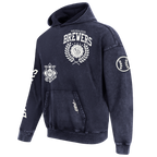 MLB MILWAUKEE BREWERS STREET TEAM MEN'S ENZYME WASH DS FT PO HOODIE (WASHED MIDNIGHT NAVY)