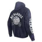 MLB MILWAUKEE BREWERS STREET TEAM MEN'S ENZYME WASH DS FT PO HOODIE (WASHED MIDNIGHT NAVY)