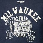 MLB MILWAUKEE BREWERS STREET TEAM MEN'S ENZYME WASH DS FT PO HOODIE (WASHED MIDNIGHT NAVY)