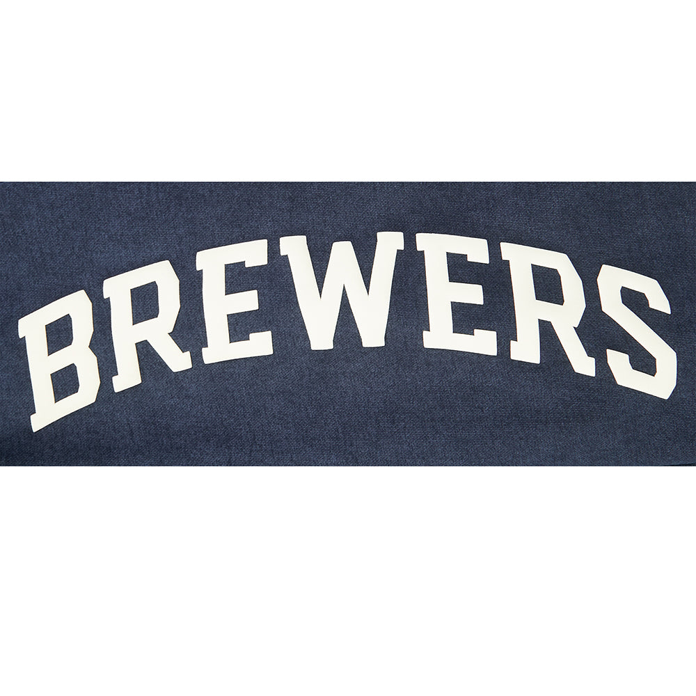 MLB MILWAUKEE BREWERS STREET TEAM MEN'S ENZYME WASH DS FT PO HOODIE (WASHED MIDNIGHT NAVY)