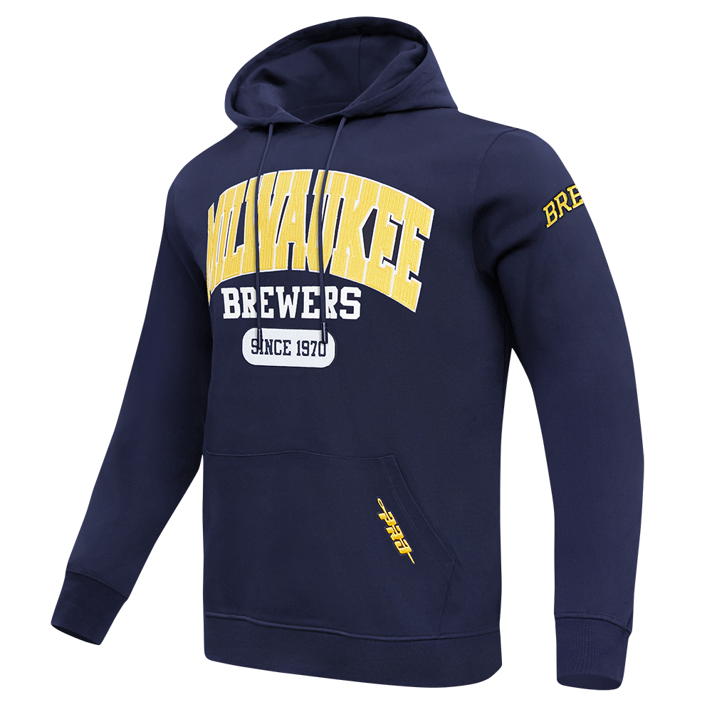 MLB MILWAUKEE BREWERS CITY ARCH CHANDAIL À CAPUCHON EN MOLLETON POUR HOMME (MARINE MINUIT)