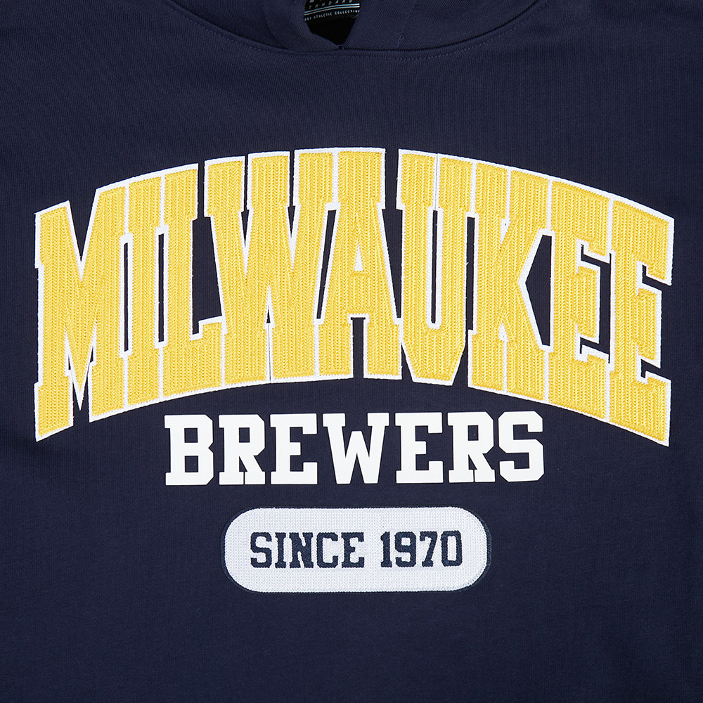MLB MILWAUKEE BREWERS CITY ARCH CHANDAIL À CAPUCHON EN MOLLETON POUR HOMME (MARINE MINUIT)