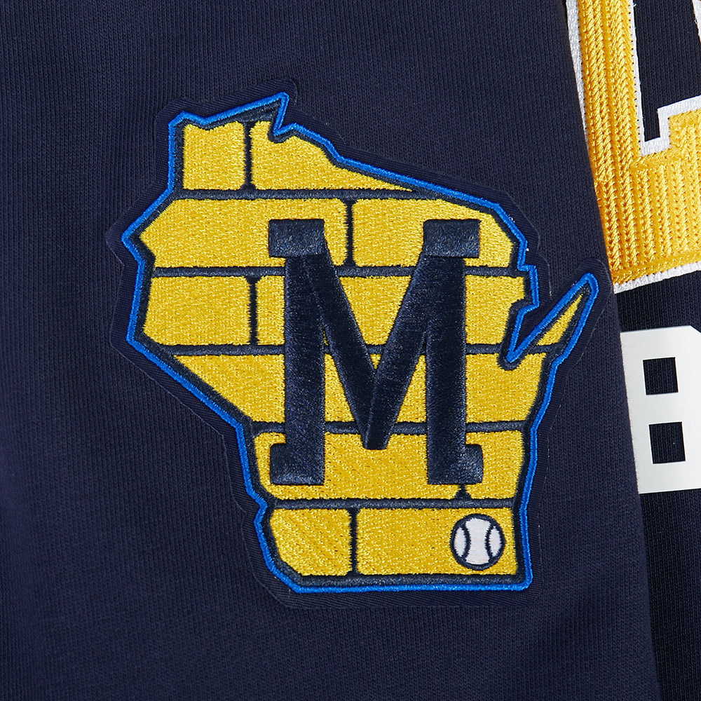 MLB MILWAUKEE BREWERS CITY ARCH CHANDAIL À CAPUCHON EN MOLLETON POUR HOMME (MARINE MINUIT)
