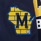 MLB MILWAUKEE BREWERS CITY ARCH CHANDAIL À CAPUCHON EN MOLLETON POUR HOMME (MARINE MINUIT)