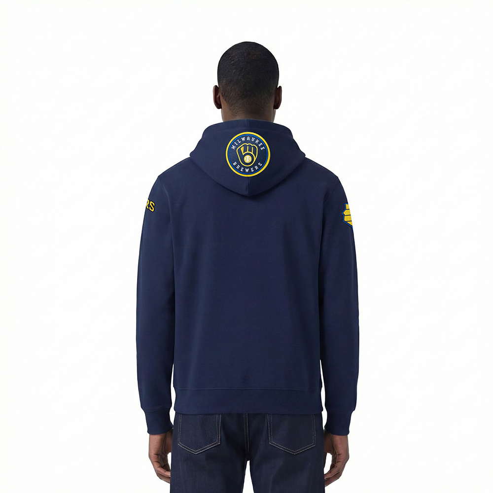 MLB MILWAUKEE BREWERS CITY ARCH CHANDAIL À CAPUCHON EN MOLLETON POUR HOMME (MARINE MINUIT)