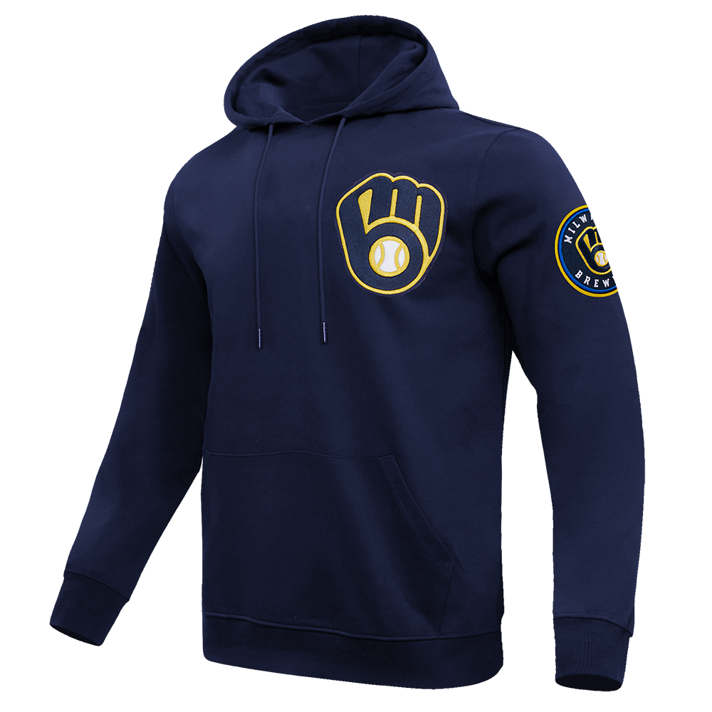 MLB MILWAUKEE BREWERS CLASSIC CHENILLE MEN'S PO HOODIE (MIDNIGHT NAVY)