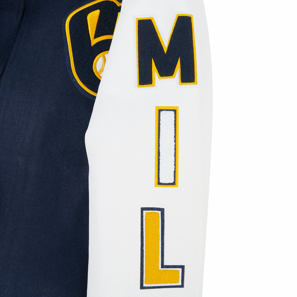 MLB MILWAUKEE BREWERS CLASSIC CHENILLE MEN'S COAT (MIDNIGHT NAVY/WHITE)