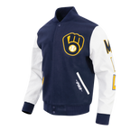 MLB MILWAUKEE BREWERS CLASSIC CHENILLE MEN'S COAT (MIDNIGHT NAVY/WHITE)
