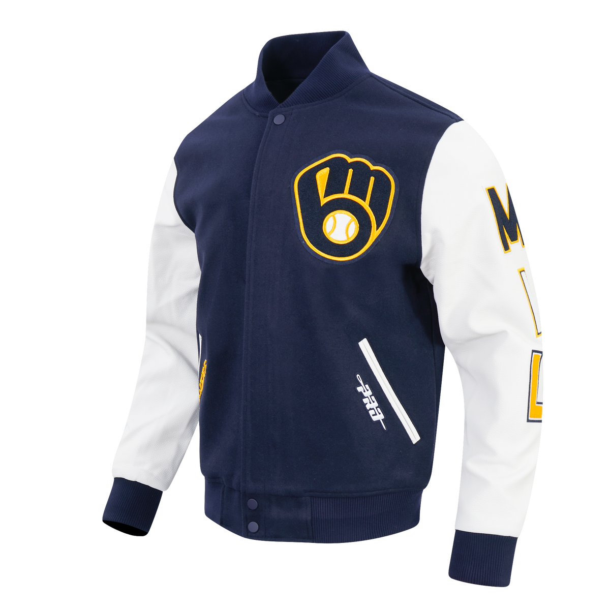MLB MILWAUKEE BREWERS CLASSIC CHENILLE MEN'S COAT (MIDNIGHT NAVY/WHITE)