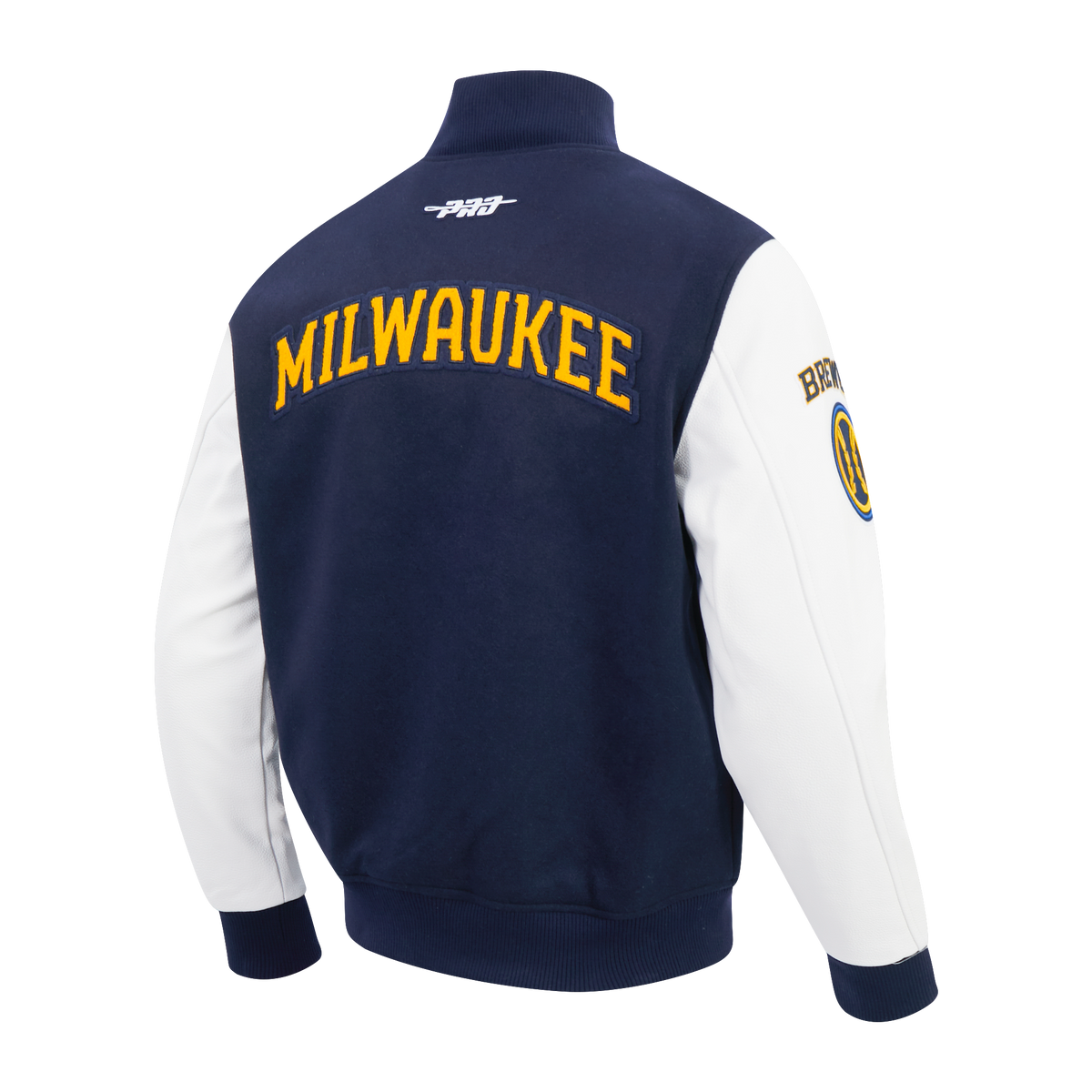 MLB MILWAUKEE BREWERS CLASSIC CHENILLE MEN'S COAT (MIDNIGHT NAVY/WHITE)