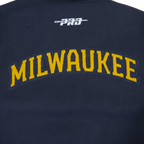 MLB MILWAUKEE BREWERS CLASSIC CHENILLE MEN'S COAT (MIDNIGHT NAVY/WHITE)