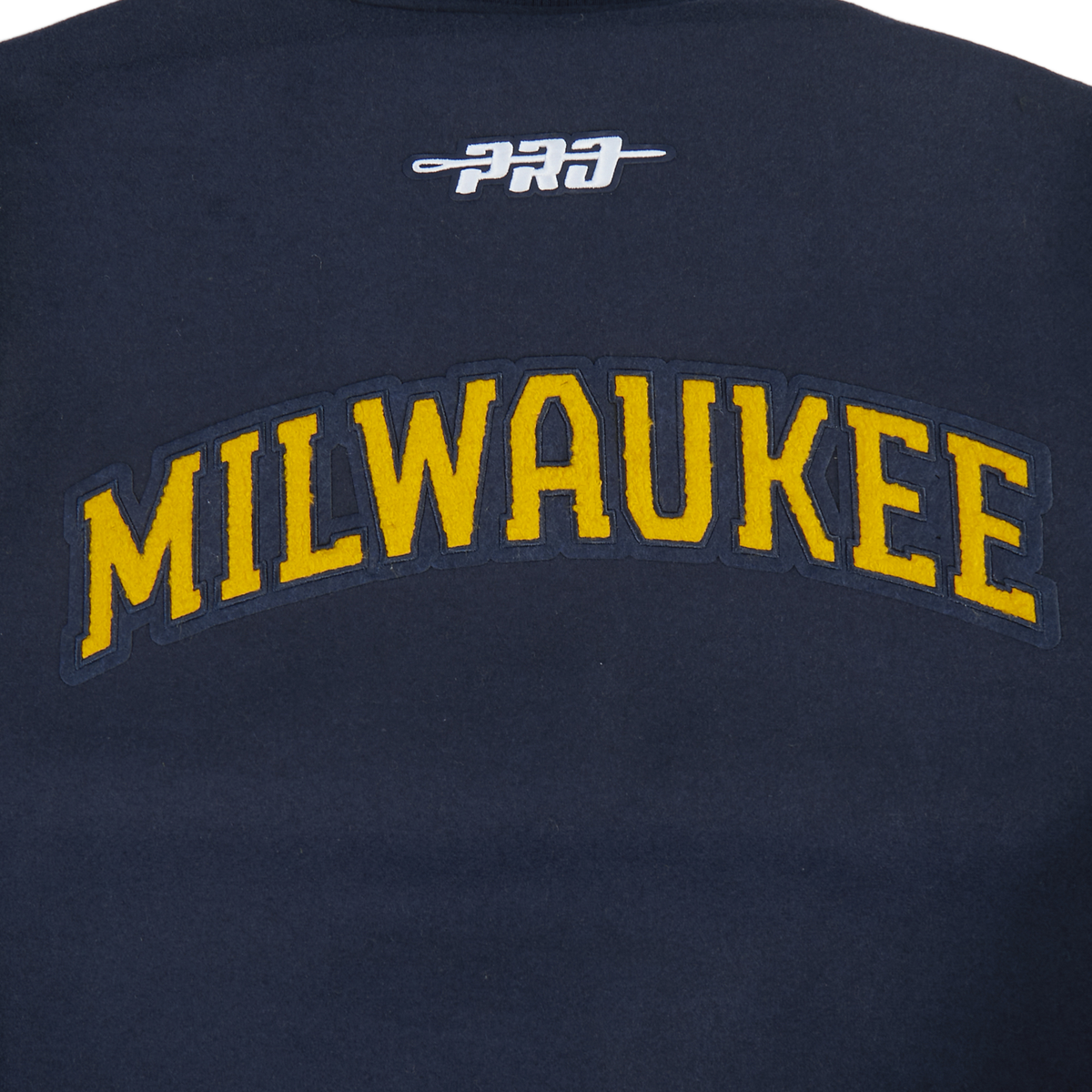 MLB MILWAUKEE BREWERS CLASSIC CHENILLE MEN'S COAT (MIDNIGHT NAVY/WHITE)