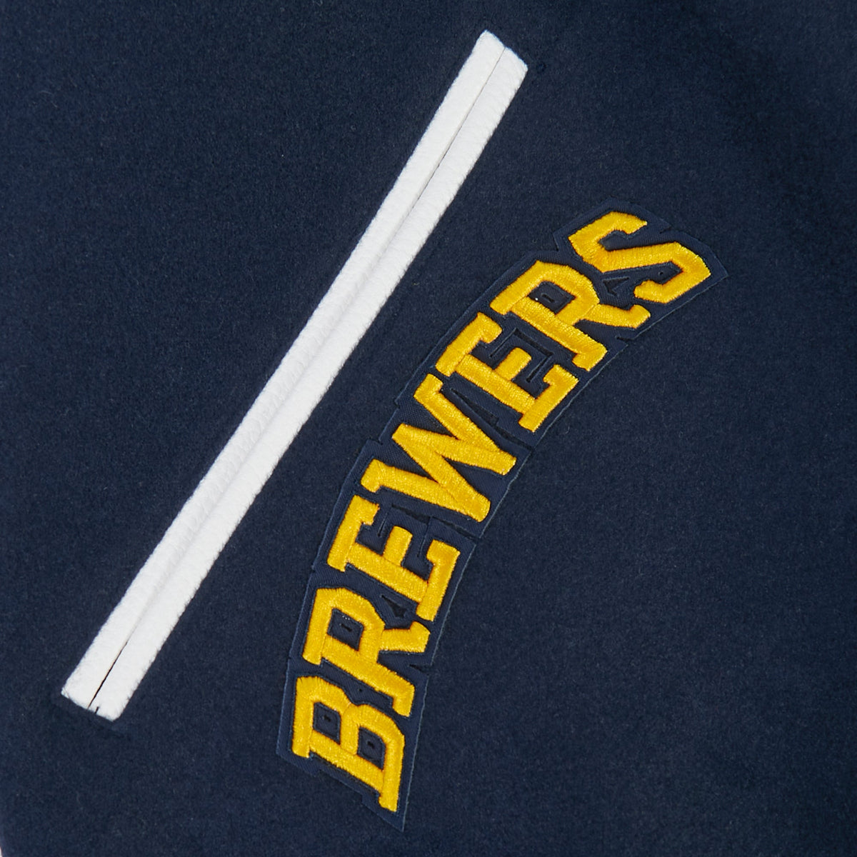 MLB MILWAUKEE BREWERS CLASSIC CHENILLE MEN'S COAT (MIDNIGHT NAVY/WHITE)