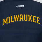 MLB MILWAUKEE BREWERS CLASSIC CHENILLE MEN'S COAT (MIDNIGHT NAVY/WHITE)
