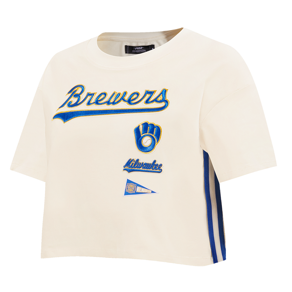 MLB MILWAUKEE BREWERS RETRO CLASSIC WOMEN'S BOXY TOP (EGGSHELL)