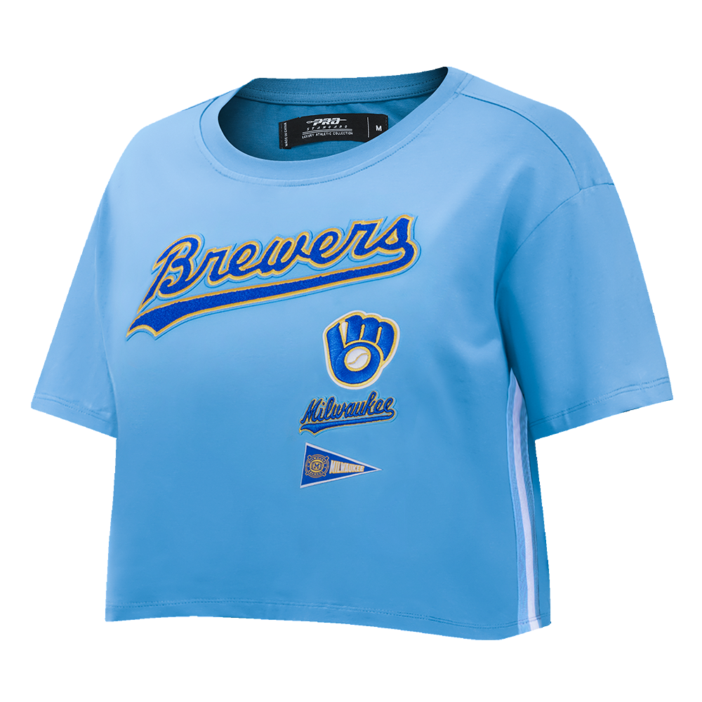 MLB MILWAUKEE BREWERS RETRO CLASSIC WOMEN'S BOXY TOP (UNIVERSITY BLUE)